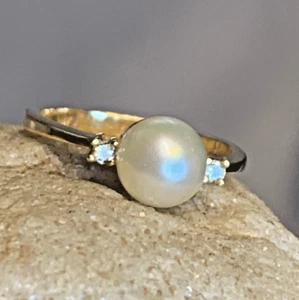 14K Yellow Gold Ring Sz 6.25 Diamond & Pearl Fine Jewelry 2.54g - Picture 1 of 21