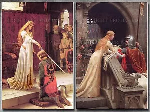 Leighton 20x30 art prints lot Accolade, God Speed medieval knight chivalry queen - Picture 1 of 1