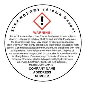 CLP**Personalised**AROMA BEADS safety warning stickers labels - Picture 1 of 2