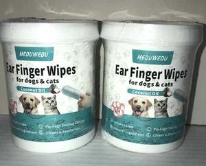 2 Pack of Dog/Cat Ear Cleaner Finger Wipes, 60 Counts each (120 total), white - Picture 1 of 7