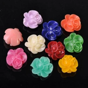 10pcs Mixed 15mm 18mm Peony Flowers Resin Imitation Coral Loose Spacer Beads lot - Picture 1 of 6
