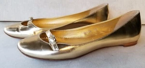 Modern MJ J. CREW Gold Mary Jane Ballet Flat SZ 6 1/2 Made in Italy - Picture 1 of 8
