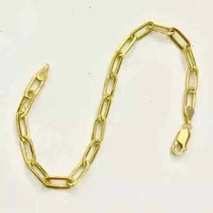 14K Yellow Gold Finish 5mm Paperclip Chain Bracelet- 7.5" Women's Jewelry - Picture 1 of 3
