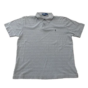 Polo By Ralph Lauren Vtg 90s Polo Shirt Men M Preppy Tan Cream Green Horse Logo - Picture 1 of 15