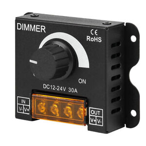 LED Light Strip Dimmer PWM Dimming Controller Knob ON/Off Switch DC 12V-24V 30A