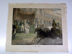 Gravure rehaussée couleurs XIX° FÊTE à MILAN - NAPOLEON d'après Aubry, Ch. Motte - Picture 1 of 11