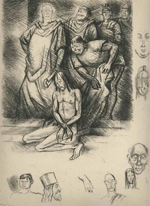Demütigung + Remarque- KREUZWEG - André COLLOT OriginalRadierung 1948 zu CLAUDEL - Picture 1 of 1