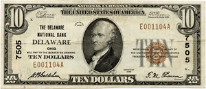 Billete de banco nacional 1929 de Delaware, Ohio, tamaño pequeño, fr #S-2086 - Imagen 1 de 2