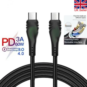 USB C to USB C Cable 3.1 Type C Strong Braided Fast Charging 3ft For USB-C Phone - Picture 1 of 3