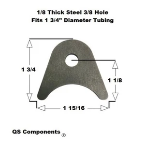 Chassis Rod End Tab 3/8" Hole 1/8" Thick 1 3/4" Tall (Fits 1 3/4" Dia. Tubing) - Picture 1 of 1
