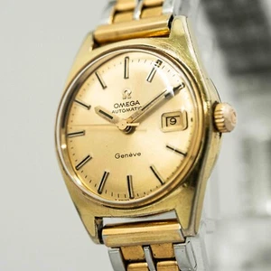 *¡Funcionando! Needs Service* Vintage OMEGA Geneve Cal.681 Automático Esfera Dorada Mujer - Imagen 1 de 18