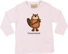 Langarm Baby/Kinder Shirt, lustige Tiere, Biber m. Name LW02104621