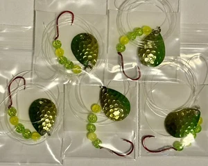 5 Spinner Rigs Walleye Crawler Harness # 3 UV Colorado Blades 1 Hook - Picture 1 of 1