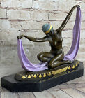 Signed Chiparus Charming Dancer Bronze Marble Statue Sculpture Gold 10" Artwork