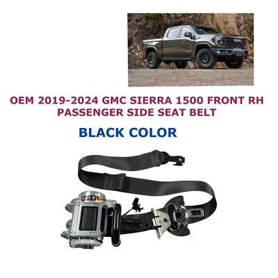 GMC Sierra 1500 2019 20 21 22 23 2024 cinturón de seguridad delantero derecho negro Foto 1 de 4