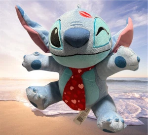 Disney Stitch Hearts Kiss 8" inch Stuffed Animal Plush Toy Tie Love Valentine - Picture 1 of 15