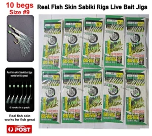 Real fish skin Sabiki Bait Jig size #6 #8 #9 Yakka Herring Slimies Yellowtail - Picture 1 of 29