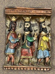 Three Wise Men Wall Plaque Christian Religious Christmas Vintage In 3D Relief - Picture 1 of 11