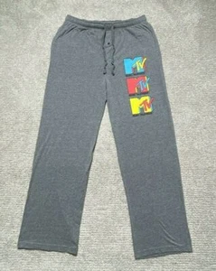 Men PJ Pajama Pants Leisure Wear MTV Music Television 80s Logo XXL Gray Rad Dude - Picture 1 of 11