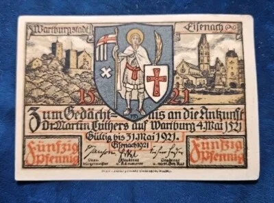 Banknote, Germany, Eisenach Stadt, 50 Pfennig, personnage, 1921 - Image 1 of 2