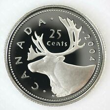2004 CANADA 25 CENTS PROOF SILVER QUARTER HEAVY CAMEO COIN