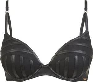 Reggiseno Sapph Ossidian nero rifiniture ecopelle 34A ferretto pesantemente imbottito push up - Foto 1 di 5