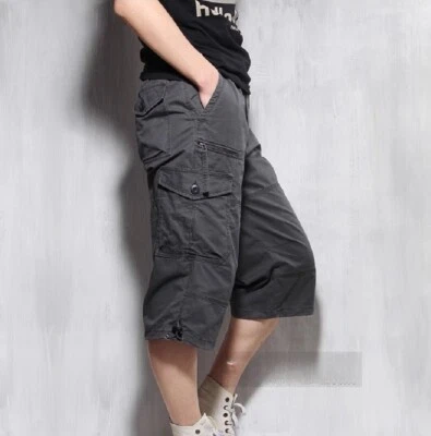 Pantalones Cortos de Trabajo para Hombres Combate Carga Multi Bolsillos Cremallera Informales Verano Algodón Medio Pantalones Foto 1 de 4