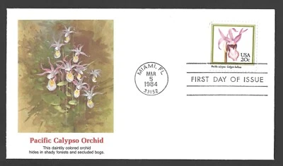 1984 US Postage - SCOTT 2079 - PACIFIC CALYPSO ORCHID - FDC Fleetwood - ABKS - Image 1 of 2