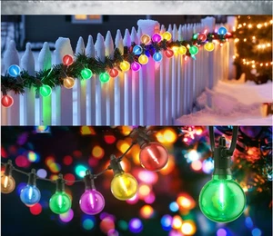 60m LED Lichterkette Außen Strom mit G40 bunt Glühbirnen Weihnachten Party Dekor - Bild 1 von 26