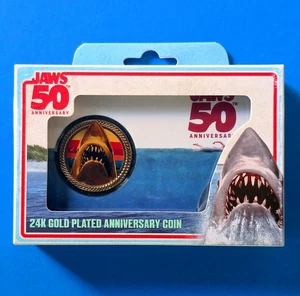 Jaws 50th Anniversary 24k Gold Plated Presentation Coin & Display Case - Picture 1 of 5