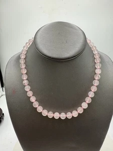Vintage Natural Rose Quartz Beads 14k Gold Clasp - Picture 1 of 10
