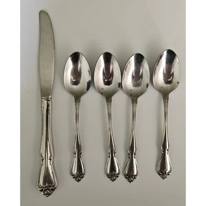 Oneida Arbor Rose Stainless Flatware Set Knife & 4 Teaspoons Vintage - Picture 1 of 1