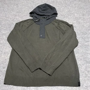 Express Pullover Hoodie Herren Gr. Large grün grau 1/4 Reißverschluss mit Knöpfen - Bild 1 von 10