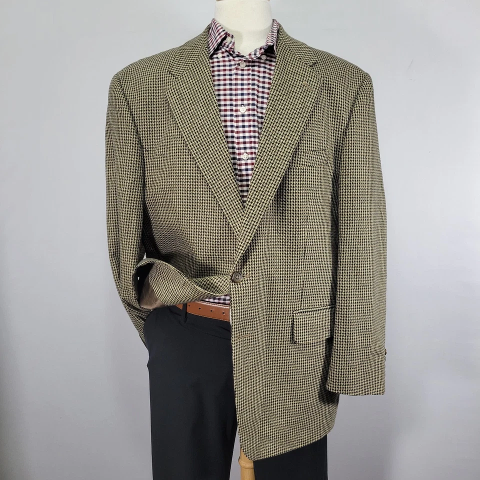 Abrigo Blazer Deportivo Para Hombre Ralph Lauren Beige Pata de Gallo Seda Mezcla Lana 48R De Colección Foto 1 de 4