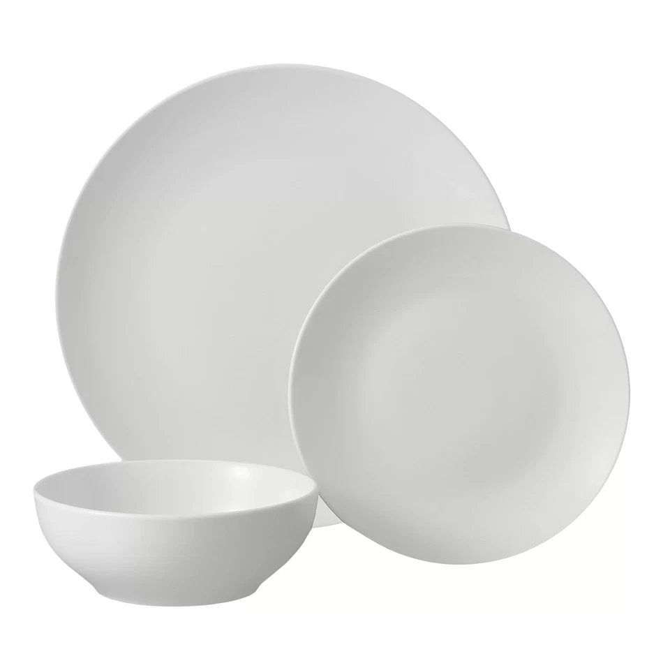 Mainstays Glazed White Stoneware Dinnerware Set, 12-Pieces - Image 1 of 4