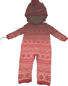 Max Studio Baby Red Hearts Fair Isle Sweater Knit Holidays Outfit~6-9 M - Picture 1 of 6