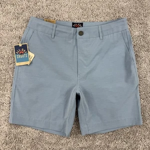 Pantaloncini Faherty All Day Uomo 30 Blu Invecchiato Nuovi con etichette Cintura Loop Performance Elasticizzati - Foto 1 di 16