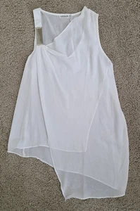 Top para mujer Rehab blanco asimétrico transparente sin mangas talla pequeña nuevo con etiquetas - Imagen 1 de 11