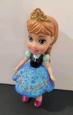 Disney Frozen Princesa ANNA 3' Vestido Brillo Corona Posable Mini Muñeca Niño Pequeño Foto 1 de 3