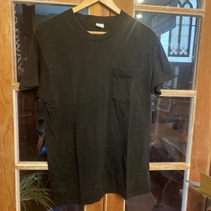 70er VINTAGE PERFECT FADED BLANK UNI POCKET T-SHIRT HERREN GR. L schwarz 60s - Bild 1 von 7