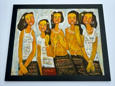 PHAM TRINH PAINTING LARGE WOMEN WOMAN FEMALE MODEL EXPRESSIONIST MODERNIST - Image 1 of 4