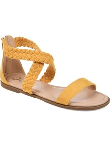 JOURNEE COLLECTION Womens Yellow Gladiator Woven Lucinda Round Toe Sandals 5.5 M - Picture 1 of 11