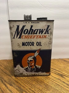 Lata de aceite de motor Mohawk Chieftan rara de colección 1 galón Newark Nueva Jersey  - Imagen 1 de 8