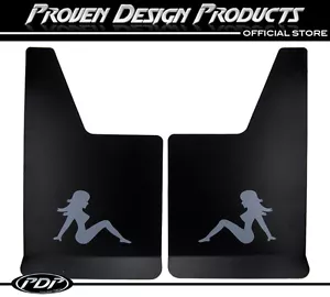 CHEVROLET SILVERADO 1500 Truck Flap Splash Guards, Mud Guards_TRUCKER GIRL_Grey - Picture 1 of 7