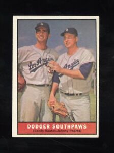 1961 Topps #207 Dodger Southpaws - NM - Sandy Koufax Johnny Podres 