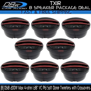 8 DS18 TX1R Soft Dome Car Audio Tweeter 800W Max 1.38" VC 4 ohm Inline Crossover - Picture 1 of 5