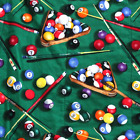 Pool Table Quilt Handcrafted by Kids Fun novelty print 39 x 66 inches