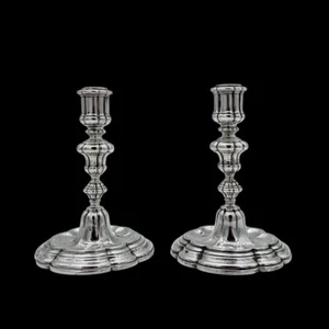 Mid 18th Century Antique Italian Pair Silver Candlesticks Turin Circa 1750 - Picture 1 of 11