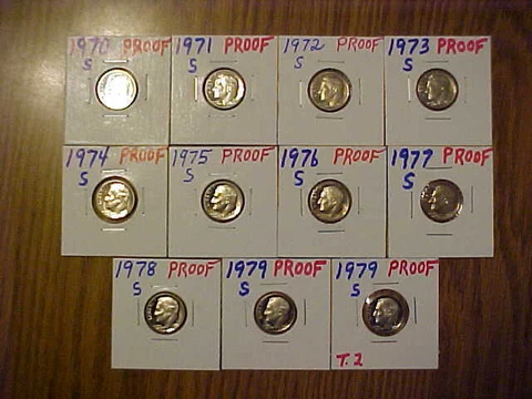 1970-S-1979-S Type 2 GEM PROOF Roosevelt Dimes Set Of 11 Coins MANY CAMEOS Cover