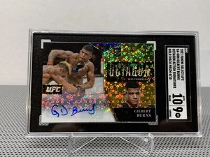 2021 Panini Select UFC Gilbert Burns Rookie Auto Gold Disco 4/10 SGC 9 - Picture 1 of 2